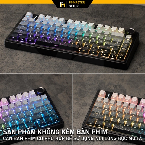 Keycap xuyên led vân topographic 4.0 - Smoke Gray ( PBT/ Doubleshot / Cherry Profile ) 