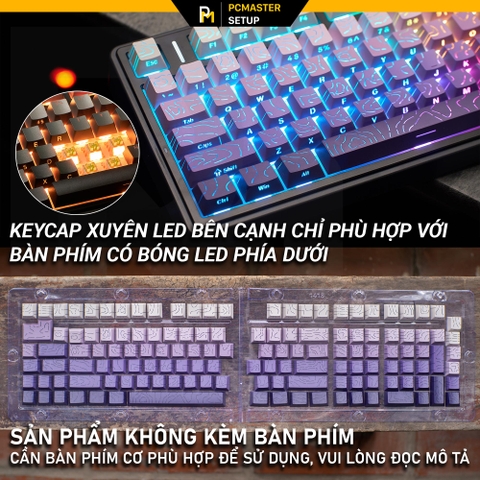 Keycap xuyên led vân topographic 4.0 - VIOLET ( PBT/ Doubleshot / Cherry Profile ) 