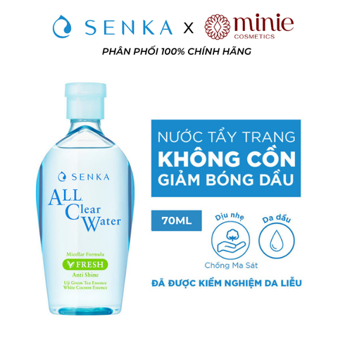 Nước tẩy trang kiểm soát dầu nhờn, ngừa mụn SENKA All Clear Water Micellar Formula Fresh Anti Shine 70ml
