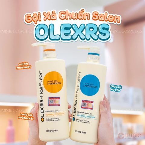 Bộ Gội Xả Ngăn Ngừa Rụng Tóc Olexrs + Hair Salon Pure 100% Argan Oil