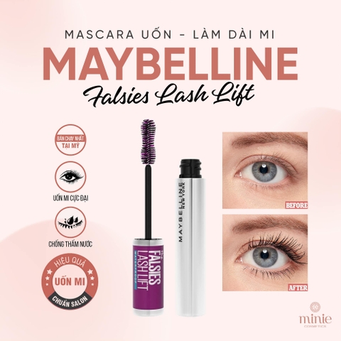 Mascara Uốn Mi, Làm Dài Và Dày Mi Tức Thì Maybelline The Falsies Lash Lift Waterproof - Very Black 8.6ml