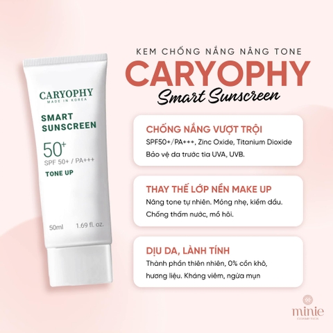 Kem Chống Nắng Caryophy Nâng Tone, Ngừa Mụn Smart Sunscreen SPF 50+ / PA+++ #Tone 50ml