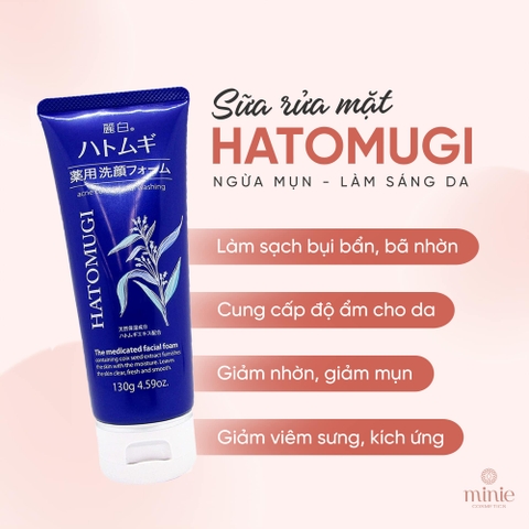 Sữa Rửa Mặt Ngừa Mụn, Sáng Da Hatomugi Acne Care & Facial Washing 130g