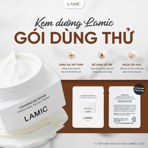 Sample Kem Dưỡng Ẩm, Nâng Tone Da, Chống Lão Hóa , Mờ Thâm Nám Lamic Ginseng & Caviar Whitening Facial Cream