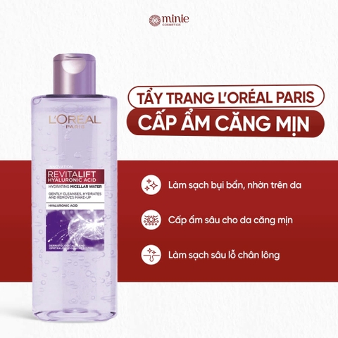 Nước Tẩy Trang Làm Sạch Và Siêu Cấp Ẩm L'oreal Revitalift Hyaluronic Acid Hydrating Micellar Water