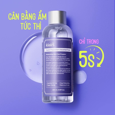 Nước Hoa Hồng  Dưỡng Ẩm, Làm Dịu Da Klairs Supple Preparation Toner