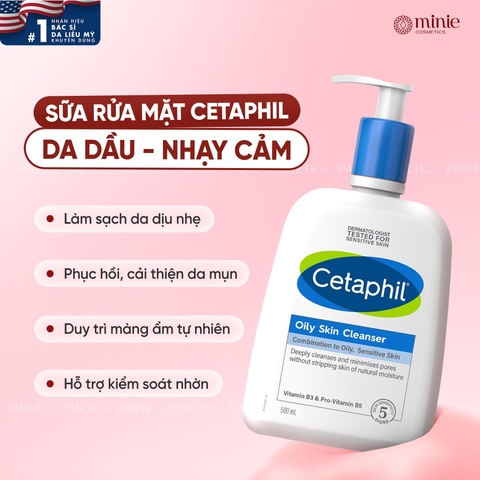 Sữa rửa mặt sạch sâu cho da dầu nhạy cảm Cetaphil Oily Skin
