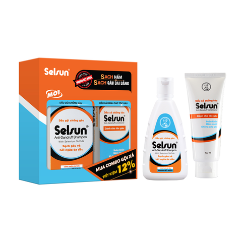 Combo gội xả giảm gàu nấm Selsun Anti-Dandruff Shampoo & Conditioner (100ml x 100ml)