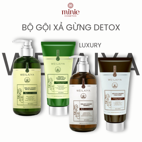 Bộ gội xả gừng detox hỗ trợ mọc tóc ngăn ngừa lão hóa da đầu Weilaiya Luxury 420ml x 200ml