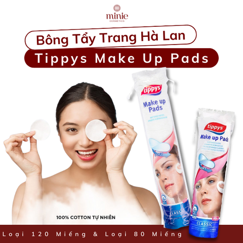 Bông tẩy trang Hà Lan Tippys Classic Make Up Pads