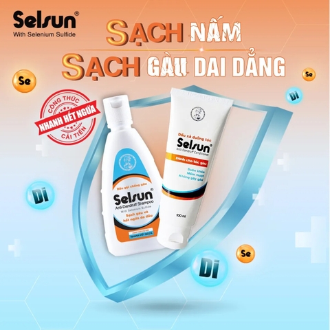 Combo gội xả giảm gàu nấm Selsun Anti-Dandruff Shampoo & Conditioner (100ml x 100ml)