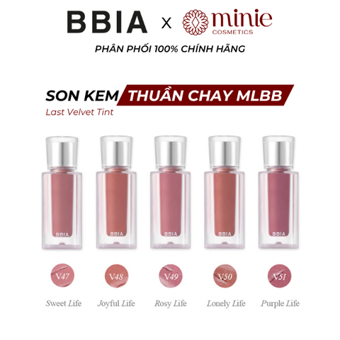Son kem thuần chay tone MLBB Bbia Last Velvet Tint 5g