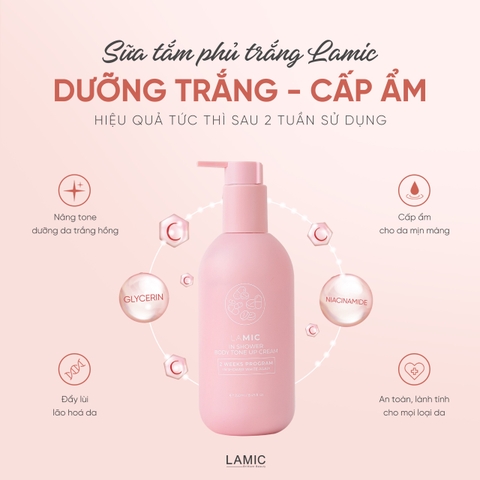 Sữa Tắm Nâng Tone Dưỡng Ẩm Dưỡng Trắng Da Lamic In Shower Tone Up Body Cream 250ml