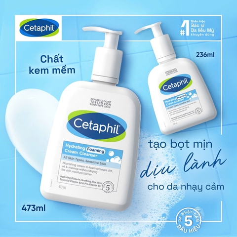 Sữa rửa mặt tạo bọt dịu lành cho da nhạy cảm Cetaphil Hydrating Foaming