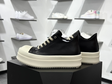 Rick Owens Thick-Soled Leather Low-Top Watermelon Head Black and White