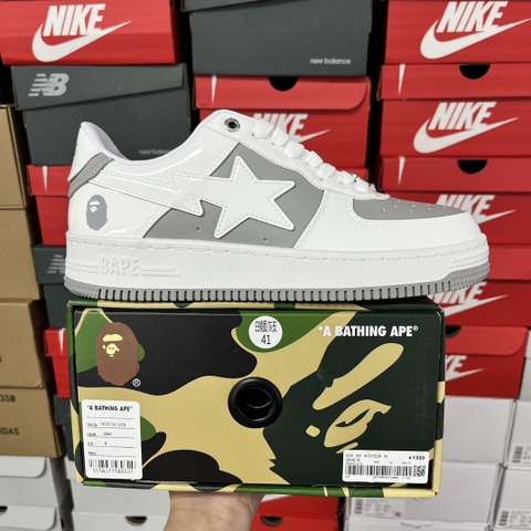 Bape Sta 'White Mirror Finish with Grey Leather' [ Xưởng C ]