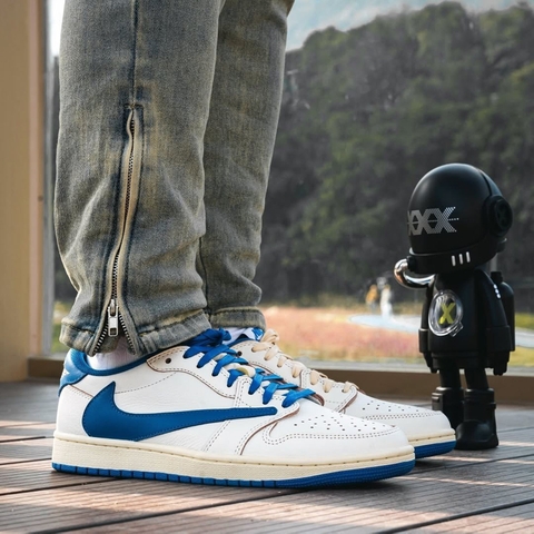 Air Jordan 1 Retro Low OG SP Fragment x Travis Scott Sail Military Blue [ Xưởng LR ]