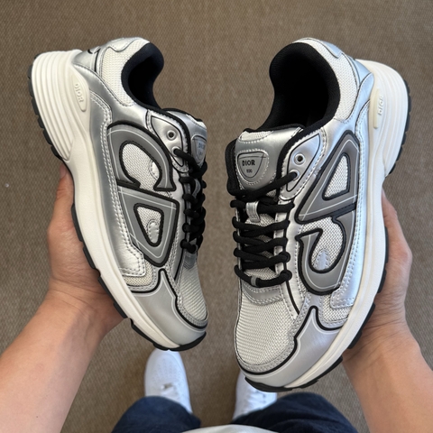 Dior B30 White Mesh Silver-Tone Metallic Calfskin [ Xưởng C ]