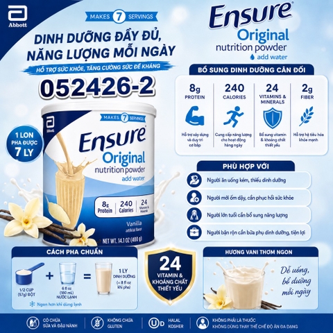 Sữa Ensure Original Nutrition Powder – Vanilla (Abbott)400g/ hộp