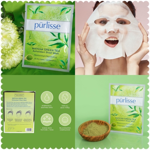 Mặt Nạ PurLisse Matcha Green Tea Antioxidant Sheet Mask 21g