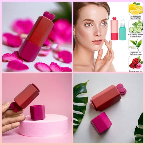 Thanh Làm Đá Massage T.O.G. Reuseable Ice Face Roller Ice Massage Cups Beauty Silicone Pink & Red
