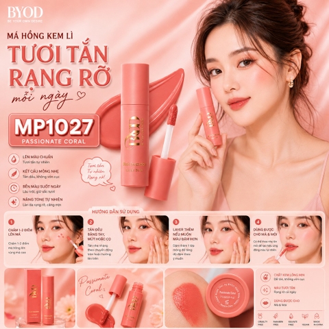 BYOD Be Your Own Desire – Blush Concoction Liquid Blush-Passionate Coral  7.5ml.