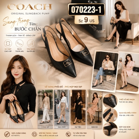 Giày cao gót bít mũi Coach Jillian Slingback màu đen CC704