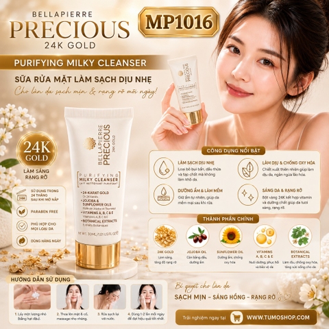 Sữa rửa mặt Bellapierre Precious 24K Gold Purifying Milky Cleanser 30ml