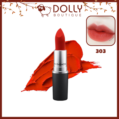 Son Thỏi MAC Powder Kiss Lipstick Màu 303 Style Shocked 3g - Đỏ Cam