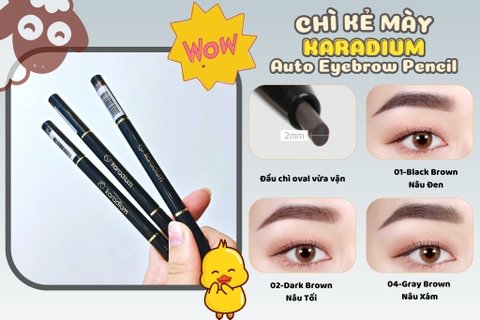 Chì Kẻ Mày 2 Đầu Nét Mảnh Karadium Auto Eyebrow Pencil 0.18g - 04 Gray Brown