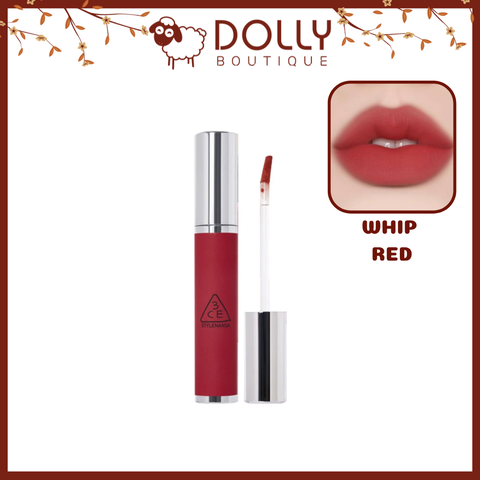 Son Kem Lì 3CE Hazy Lip Clay #Whip Red ( Đỏ Thuần Ánh Cam ) - 4g
