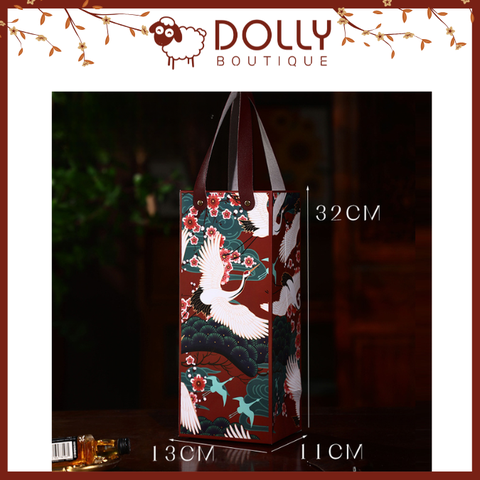 Túi Giấy Phong Cách Tết Cổ Truyền 2025 Hình Hạc 13*32*14cm