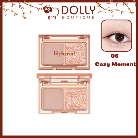 Bảng Phấn Mắt 2 Ô Siêu Xinh, Bền Màu Lilybyred Little Bitty Moment Shadow #06 Cozy Moment - 1,6g