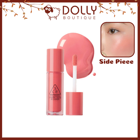 Má Hồng Dạng Kem Bền Màu, Lâu Trôi 3CE Sheer Liquid Blusher #Side Piece ( Tông Hồng Baby) ) - 3g