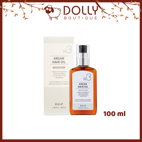 Dầu Dưỡng Tóc Giúp Hồi Phục Tóc Hư Tổn Raip R3 Argan Hair Oil #Uncented 100ml