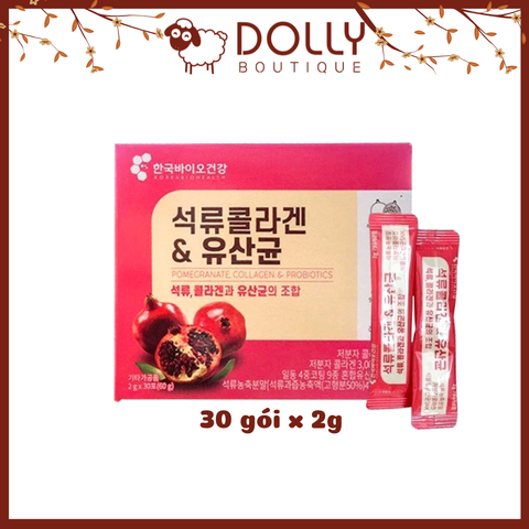 Bột Collagen Lựu Đỏ Korea Bio Cell Pomegranate, Collagen & Probiotics  - Hộp 30 gói x 2g