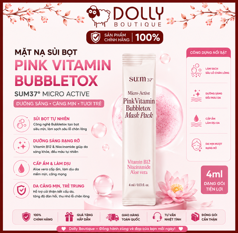 Mặt Nạ Sủi Bọt Su:m37 Micro Active Pink Vitamin Bubbletox Mask Pack 4ml