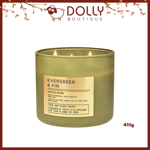 Nến Thơm 3 Bấc Bath & Body Works Evergreen & Fir 3-Wick Candle 411g