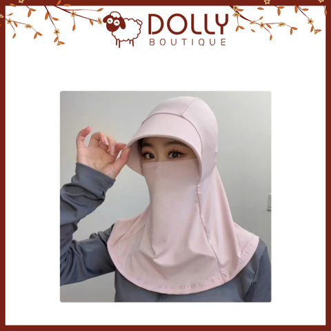 Mũ + Khẩu Trang Chống Nắng Thoáng Khí Vải Lụa Lạnh Từ Đầu Đến Cổ