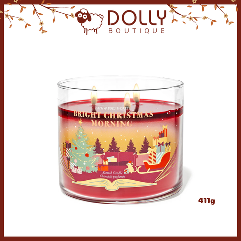 Nến Thơm 3 Bấc Bath & Body Works Bright Christmas Morning 3-Wick Candle 411g