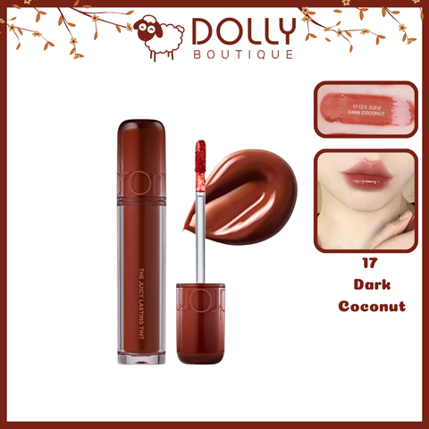 (NEW) Son Tint Bóng Romand Juicy Lasting Tint #17 Dark Coconut (Màu đỏ nâu gạch sẫm) 3.5g