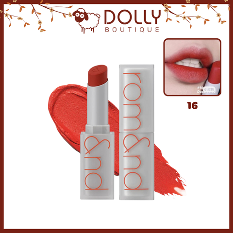 Son Thỏi Lì Romand Zero Matte Lipstick #16 Dazzle Red ( Màu Đỏ Cam ) - 3g