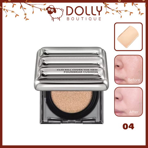 Phấn Nước Clio Kill Cover The New Founwear Cushion Limited SPF50+ PA+++(Padding Case) #04 Ginger (Da Thường Và Ngăm) - 15g*2