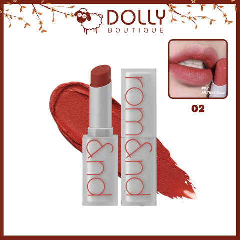 Son Thỏi Lì Romand Zero Matte Lipstick #02 All That Jazz ( Màu Đỏ Gạch ) - 3g