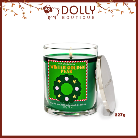 Nến Thơm 1 Bấc Bath & Body Works Winter Golden Pear Single Wick Candle 227g