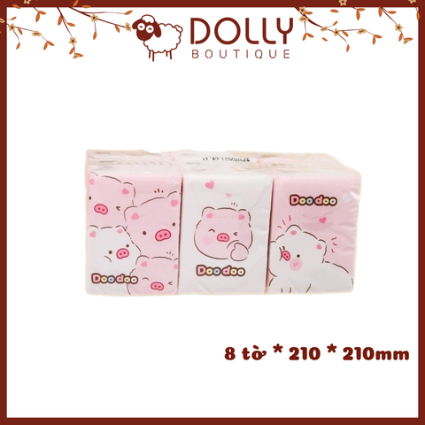 Khăn Giấy Khô Hoạt Hình - Heo Doodoo - Tách set