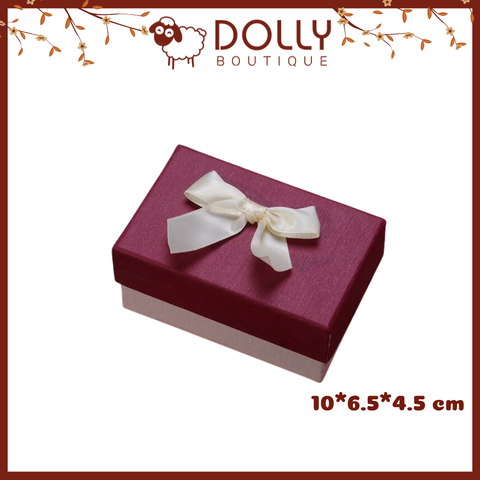 Hộp Quà Nhỏ Nắp Đỏ Nơ Vàng Size Nhỏ 10*6.5*4.5 cm