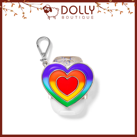 Móc Khóa Treo Gel Rửa Tay Khô Bath & Body Works Rainbow Heart Pocketbac Gel Holder
