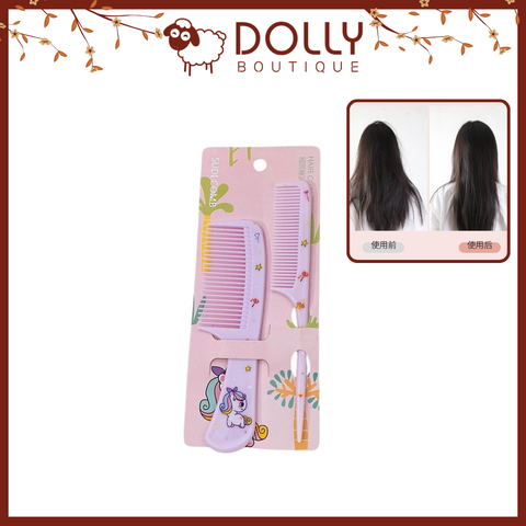 Set 2 Lược Chải Tóc Họa Tiết Cute - Tím Ngựa Pony