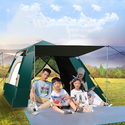 Lều dã ngoại tự bung 2 mái hiên 4 cửa cho 3-4 người (KT 240 x 210 x 142cm) K190